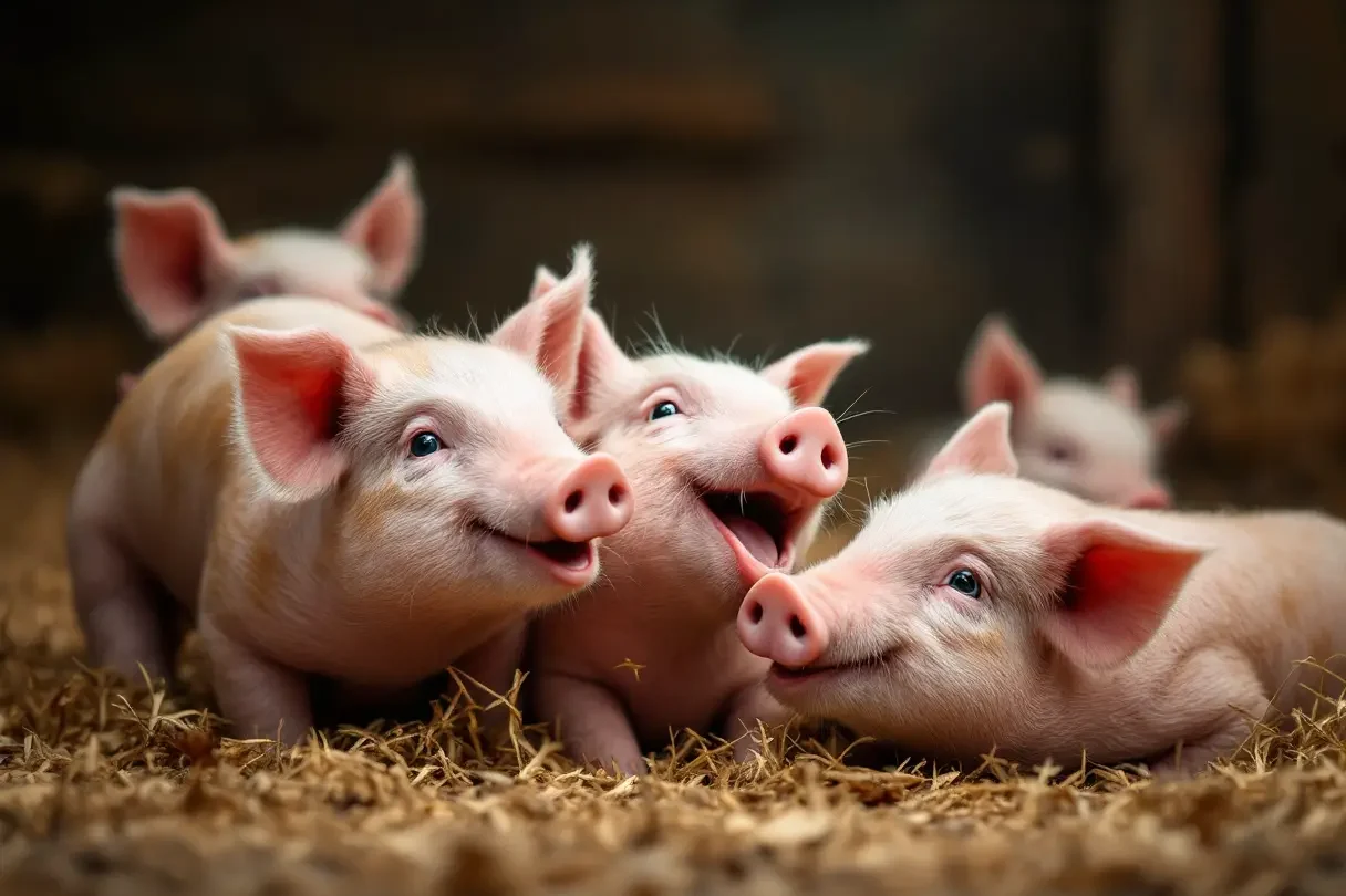 Glückliche Ferkel im Stall